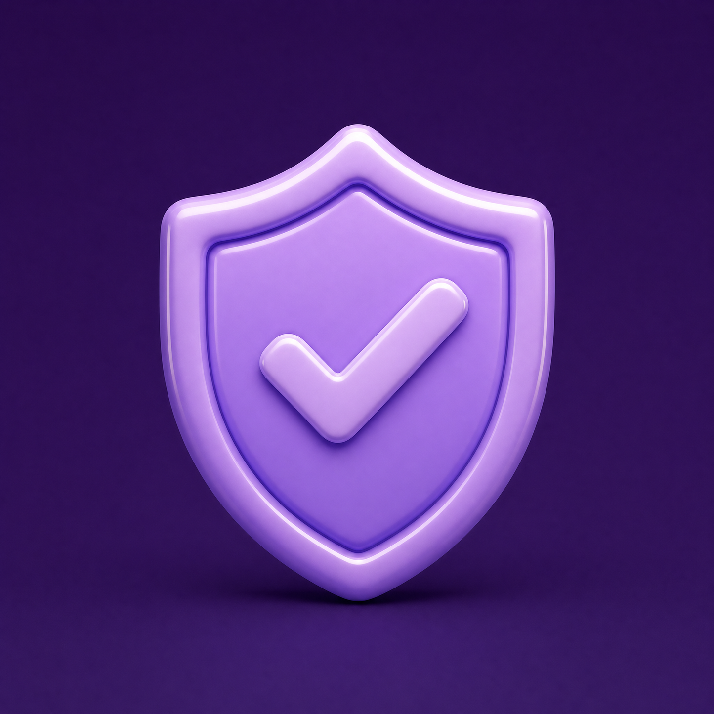 Purple shield icon with a checkmark